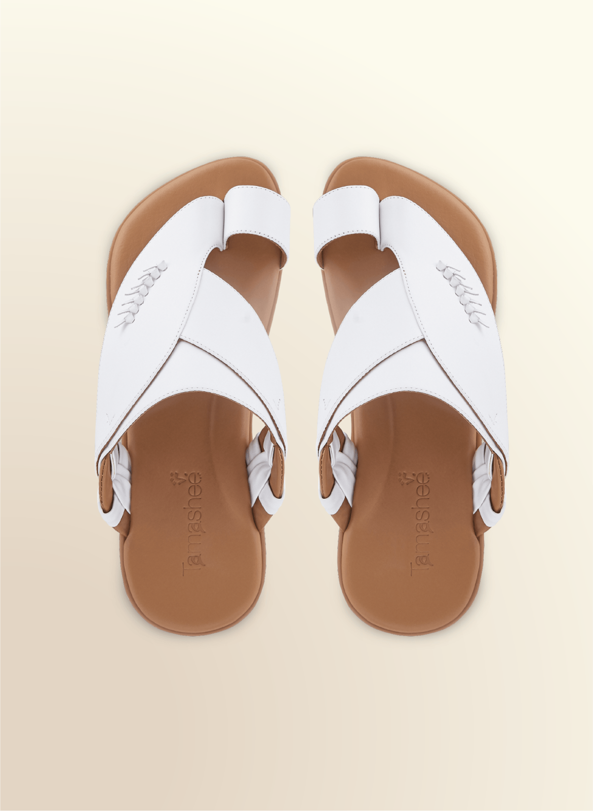 Arabic sandals for men Tamashee|Classic White sandals for men in Cow leather Tamashee|White flat sandals for men|Comfortable mens sandals UAE|Story of Premium Cow leather sandals UAE|Detail Images of White Arabic sandals for men|Premium Cow leather sandal