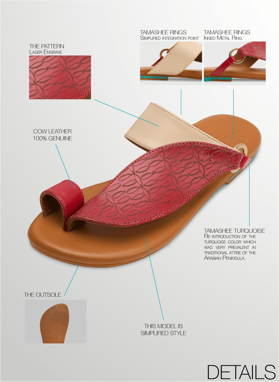 Minna Sandals for women stylish leather flat sandals by Tamashee|Story of sandals for women modern Arabic style|Detail images of leather sandals for women|Minna Sandals leather sandals for women modern Arabic style|Minna Sandals women sandals comfortable 