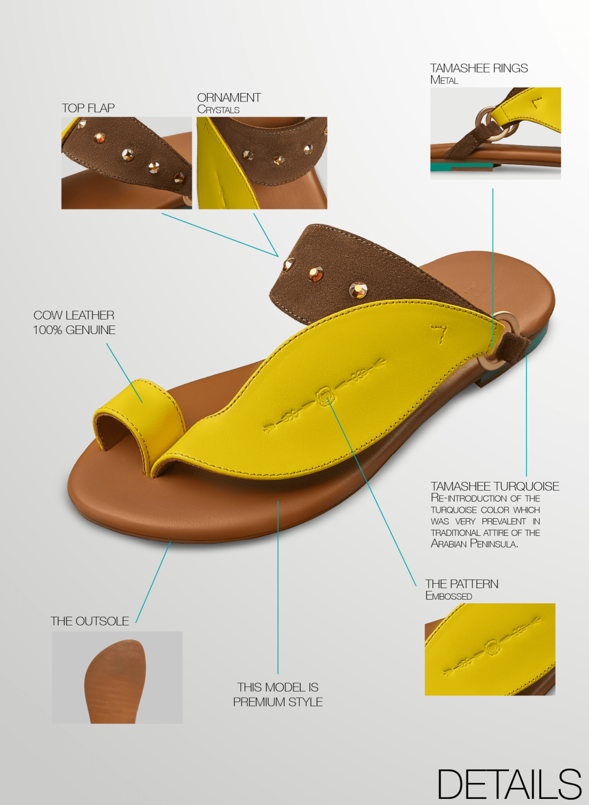 Tamashee Samh Sandals modern women sandals in UAE|Tamashee Samh Sandals trendy leather Arabic sandals|Tamashee Samh Sandals lightweight women sandals|Tamashee Samh Sandals casual flat sandals for women|Detail of Tamashee Samh Sandals elegant Arabic leathe