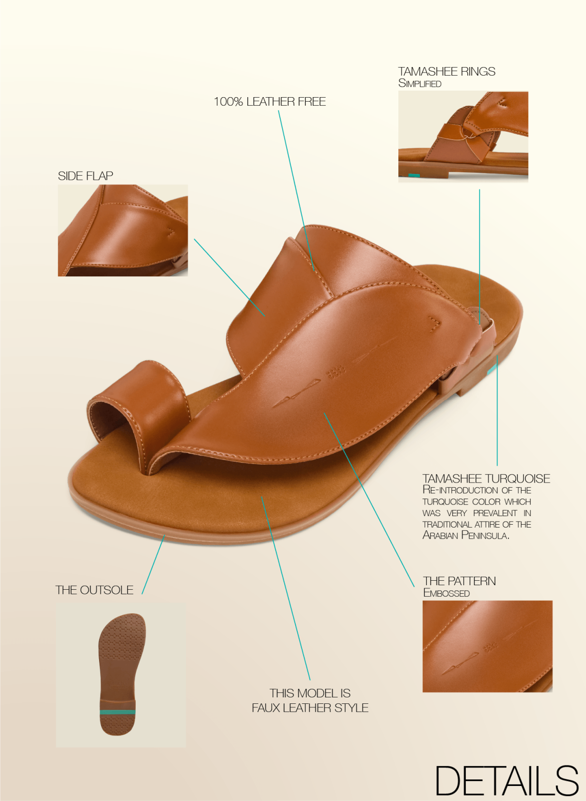 Tamashee Mishga mens sandals for casual wear|Tamashee Mishga stylish flat sandals for casual wear|Story of durable cow leather sandals for everyday wear|Detail Images of mens sandals for everyday wear|صندل تماشي مشغى من جلد البقر للمشي لمسافات طويلة|Tamas