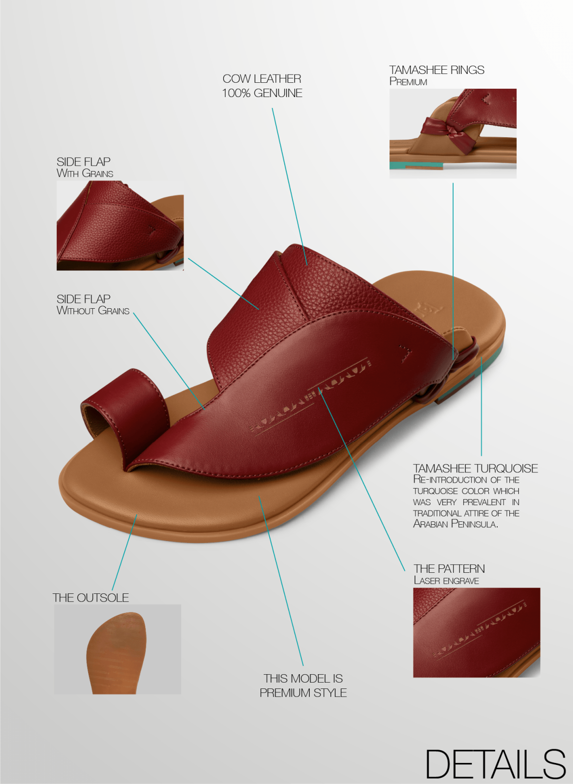 Tamashee M Gerab mens sandals stylish leather sandals for outdoor wear|Comfortable mens sandals UAE|Story of Tamashee mens sandals cow leather|Tamashee cow leather mens sandals|Details images of Premium leather sandals UAE|Premium leather sandals UAE|Tama