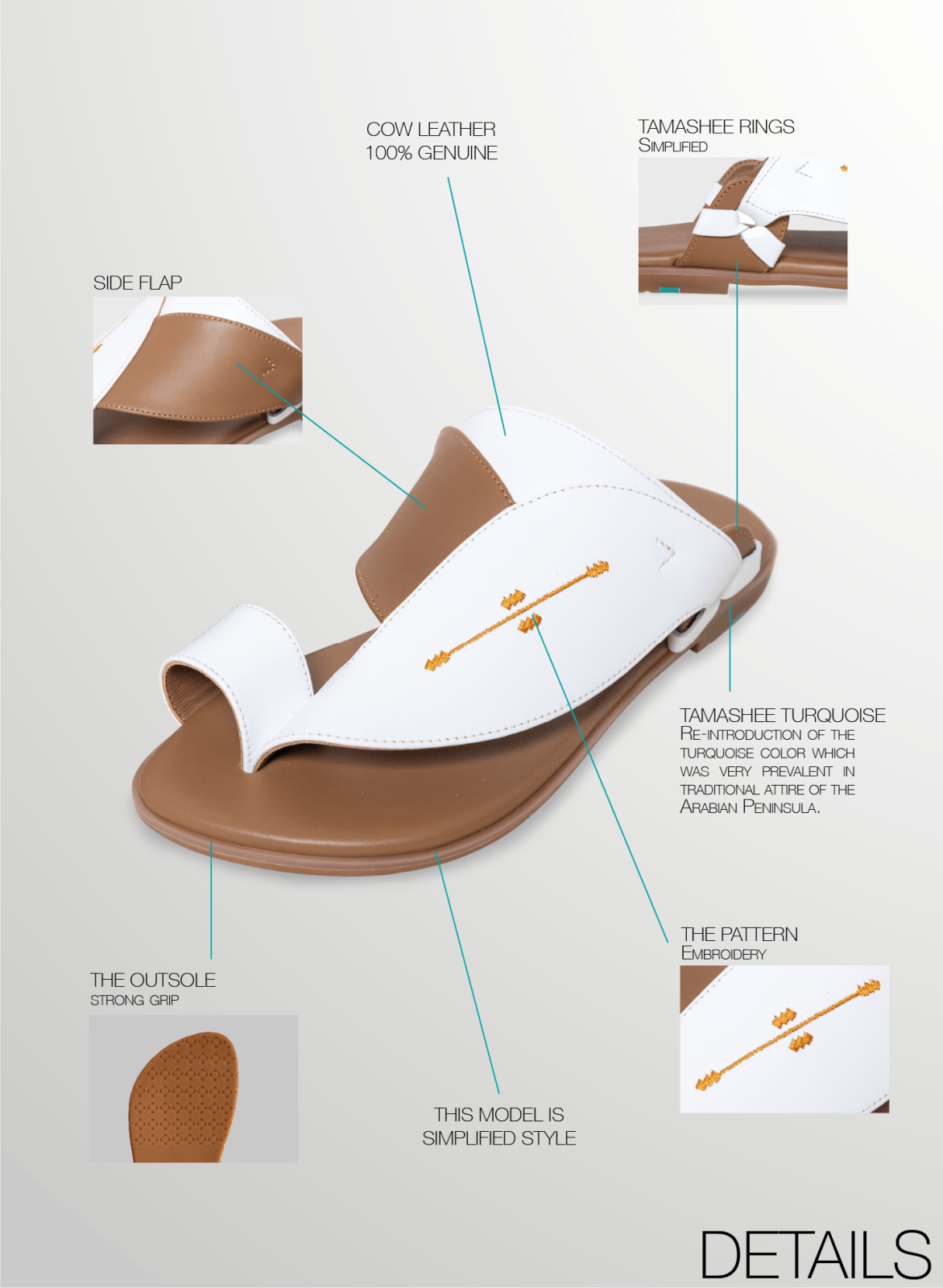 Tamashee traditional sandals men|Elegant Arabic sandals by Tamashee for daily wear|Story Of Leather flat sandals men|Detail Image Of Tamashee Arabic sandals UAE|صندل رجالي تماشي يوفر دعما جيدا للقدم أثناء الحركة|Tamashee Arabic sandals UAE