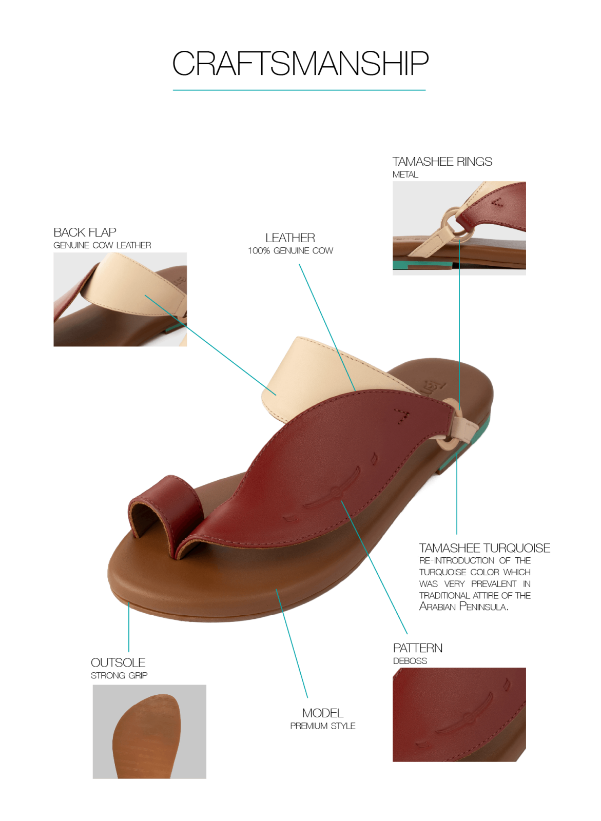 Side View of Mahzam Women Sandals|Tamashee Mahzam Sandals For Women Premium Cow Leather|Traditional Burgundy Mahzam Tamashee Sandals for women|Iron matte gold ring of Burgundy Sandals for Women|Upper View of Talaheeq cow leather mix of natural and Burgund