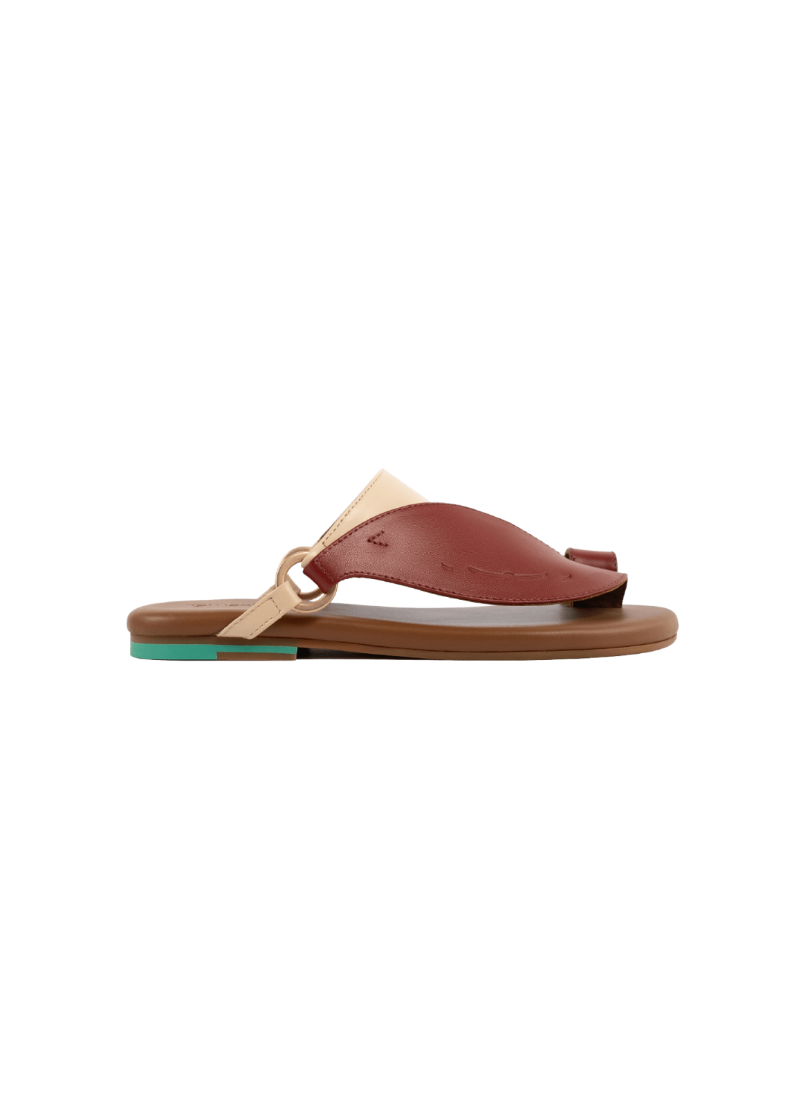 Side View of Mahzam Women Sandals|Tamashee XYZ Sandals For Women Premium Leather Arabic Flat Sandals|Traditional Mahzam Tamashee Sandals for women|Iron matte gold ring of |صندل تماشي رجالي بتصميم أنيق ومريح للاستخدام اليومي|Sandals Information of Leather 