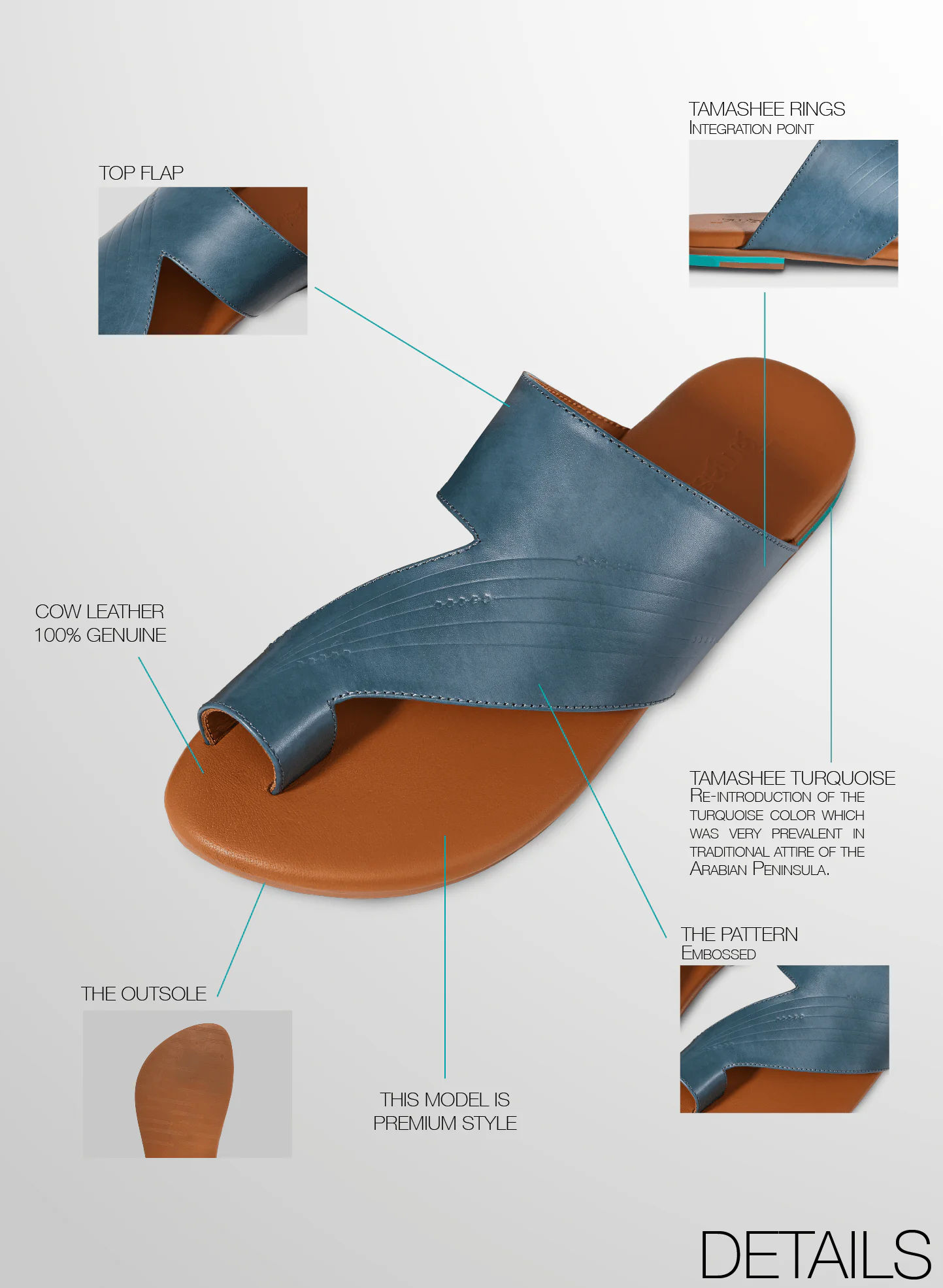 Detail images of chic light leather sandals