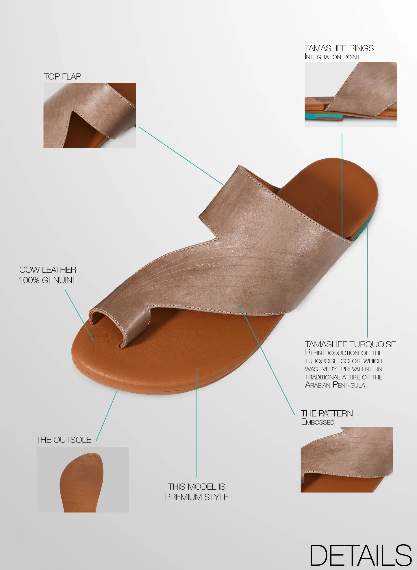 Detail images of Tabbel fashionable leather flat sandals