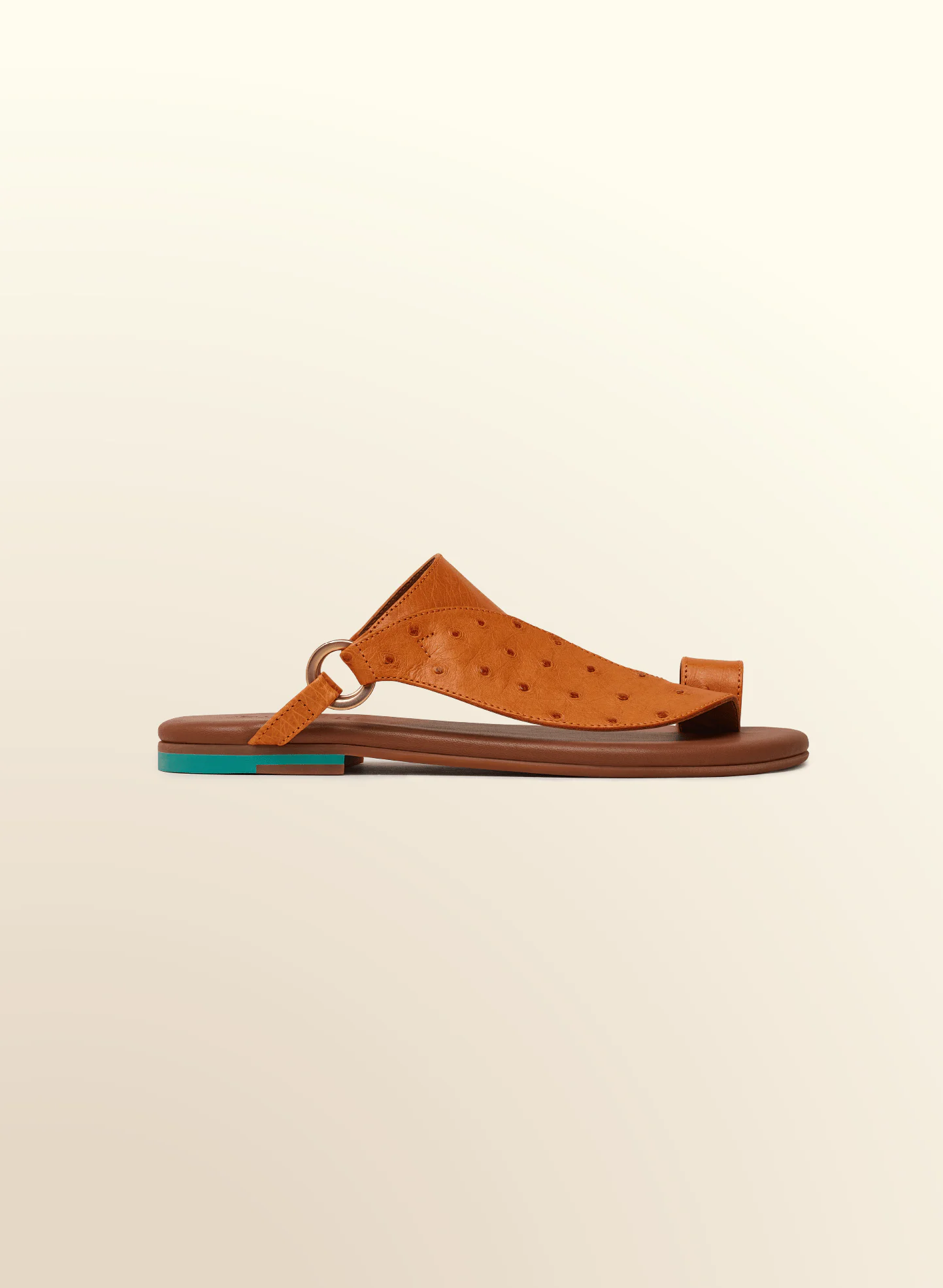 ostrich genuine leather women flat sandals classic premium