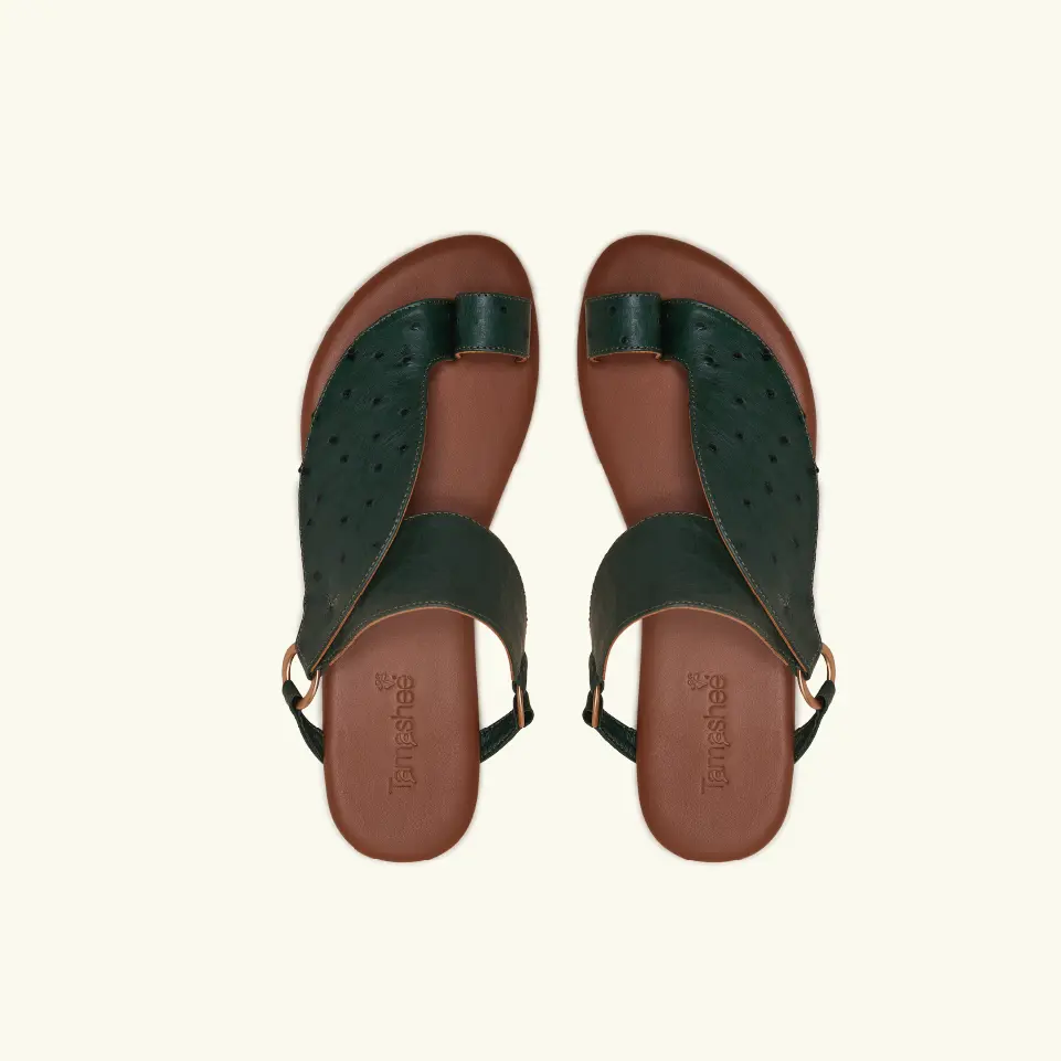 Stylish Flat Sandals for Women in Premium Ostrich Leather