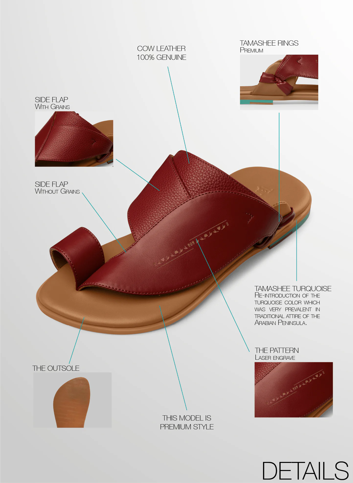 Details images of Premium leather sandals UAE