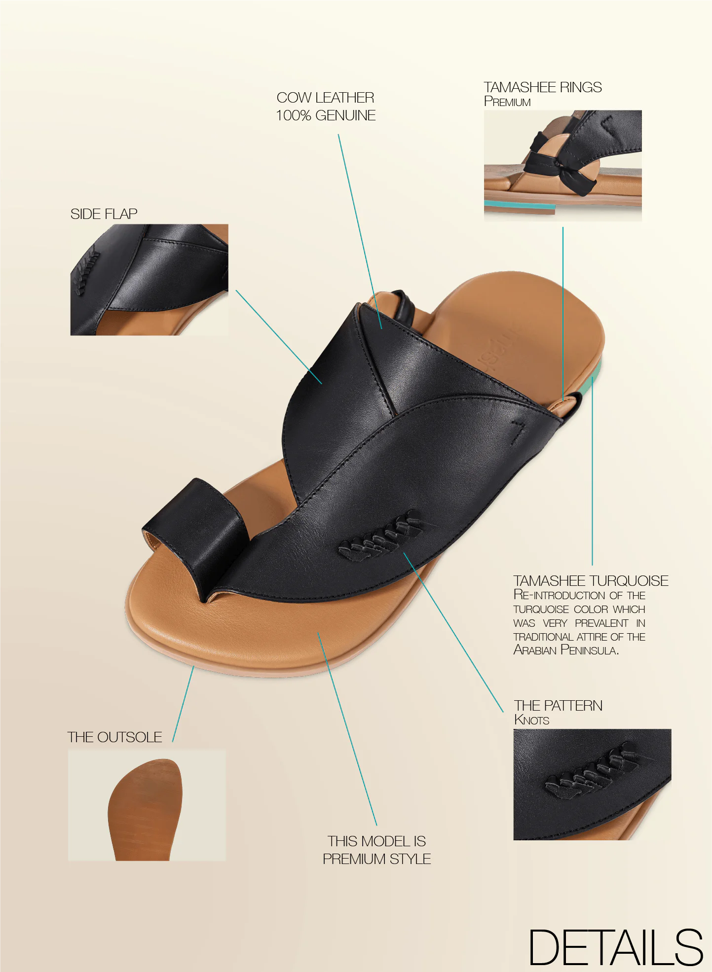 Detail Image of stylish Cow leather sandals for daily comfort