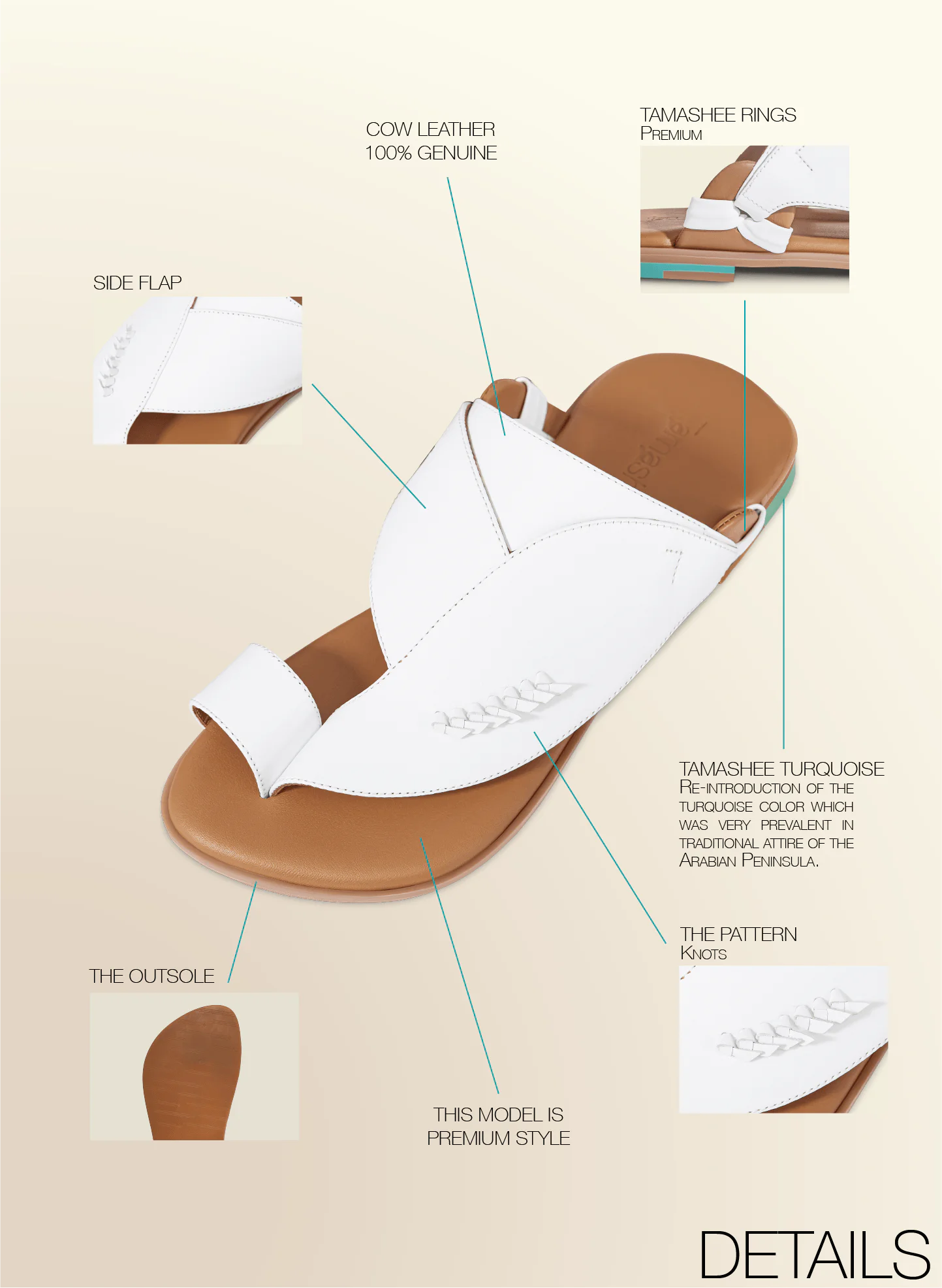 Detail Images of White Arabic sandals for men