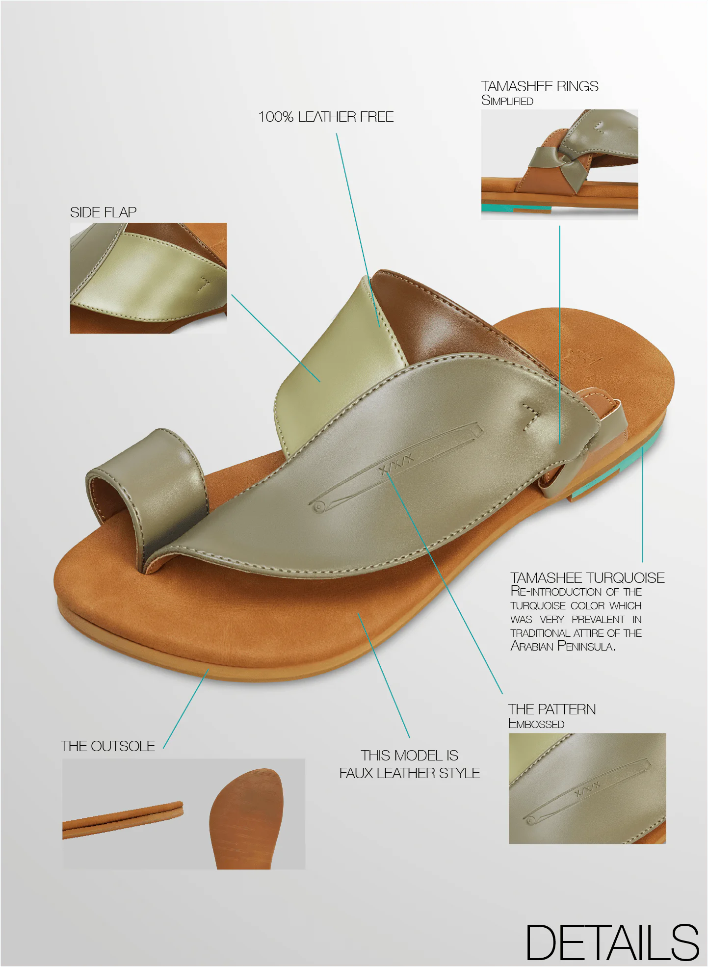 Details images of Arabic mens sandals comfort