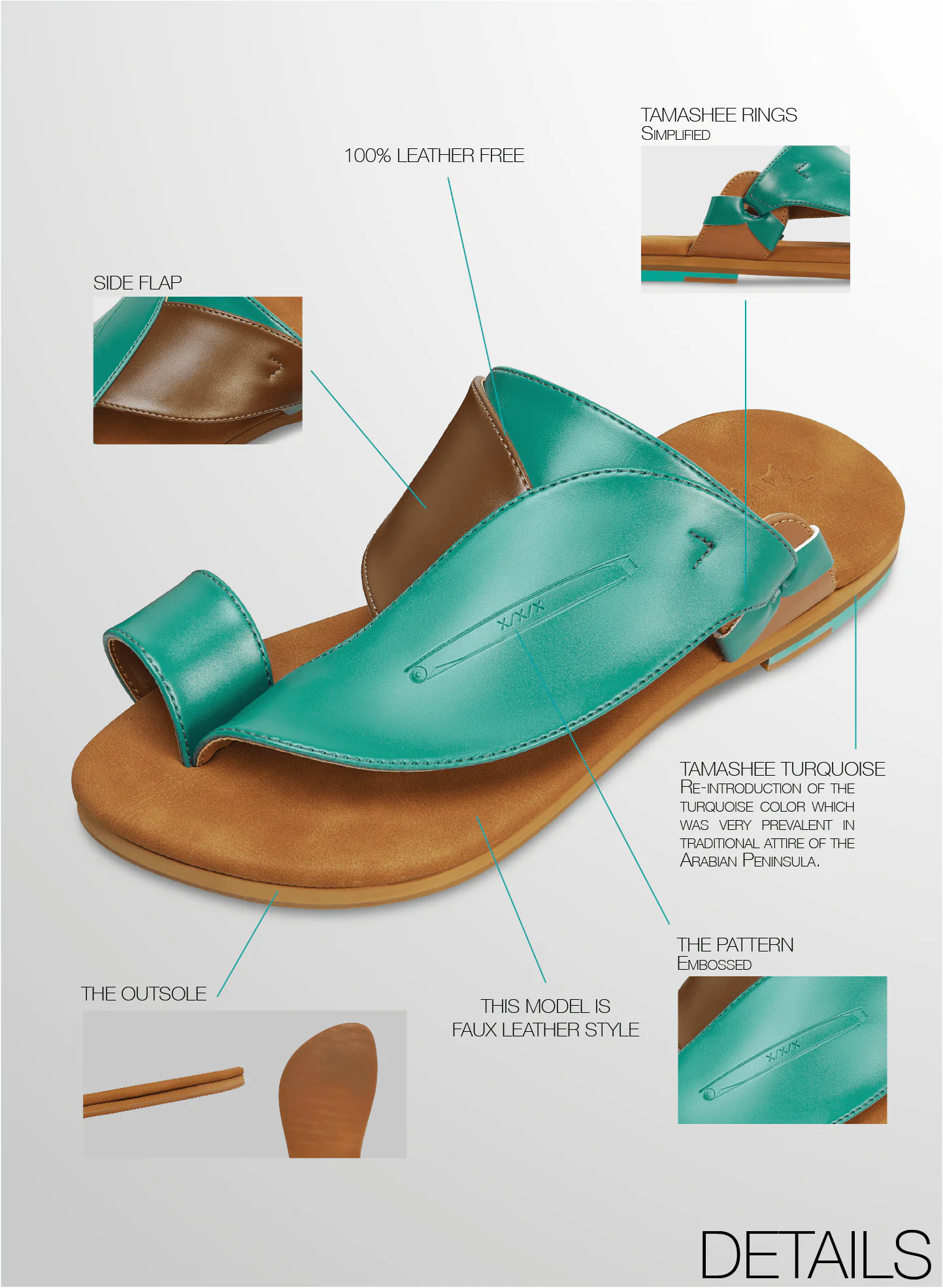 Details Images of Mazari' Tamashee cow leather sandals UAE