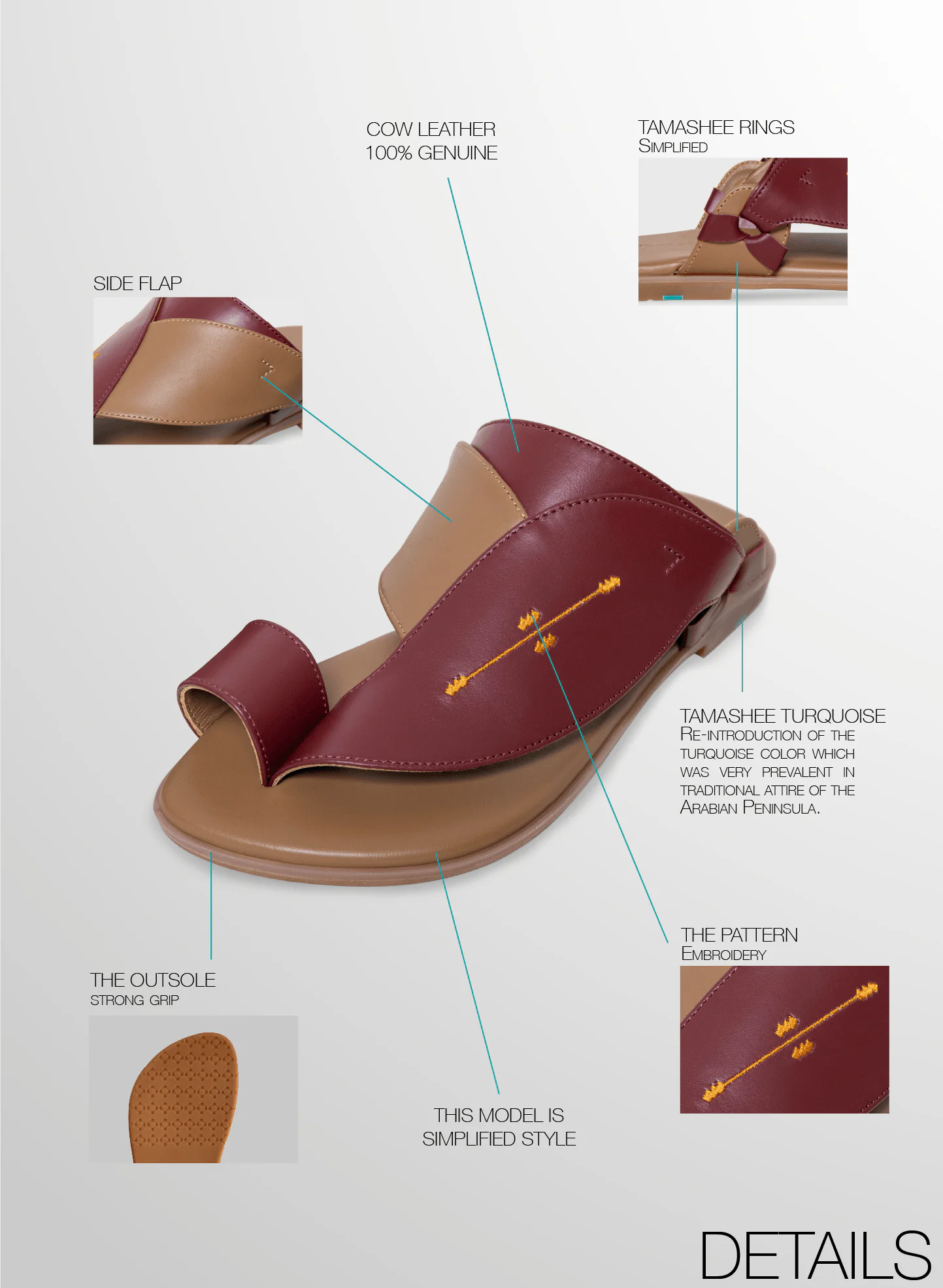 Detail image of Cow leather sandals for men