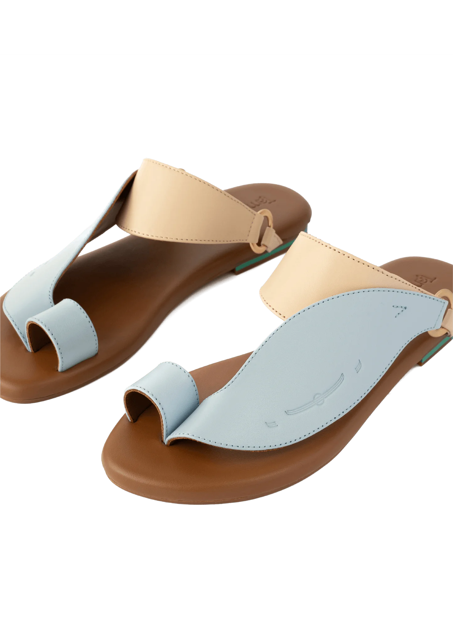 Talaheeq cow leather mix of natural and light blue color